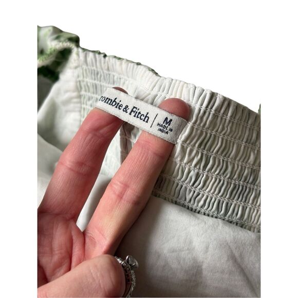 Abercrombie & Fitch Emerson Ruched Floral Mini Dress size M Cream Green - Picture 4 of 10